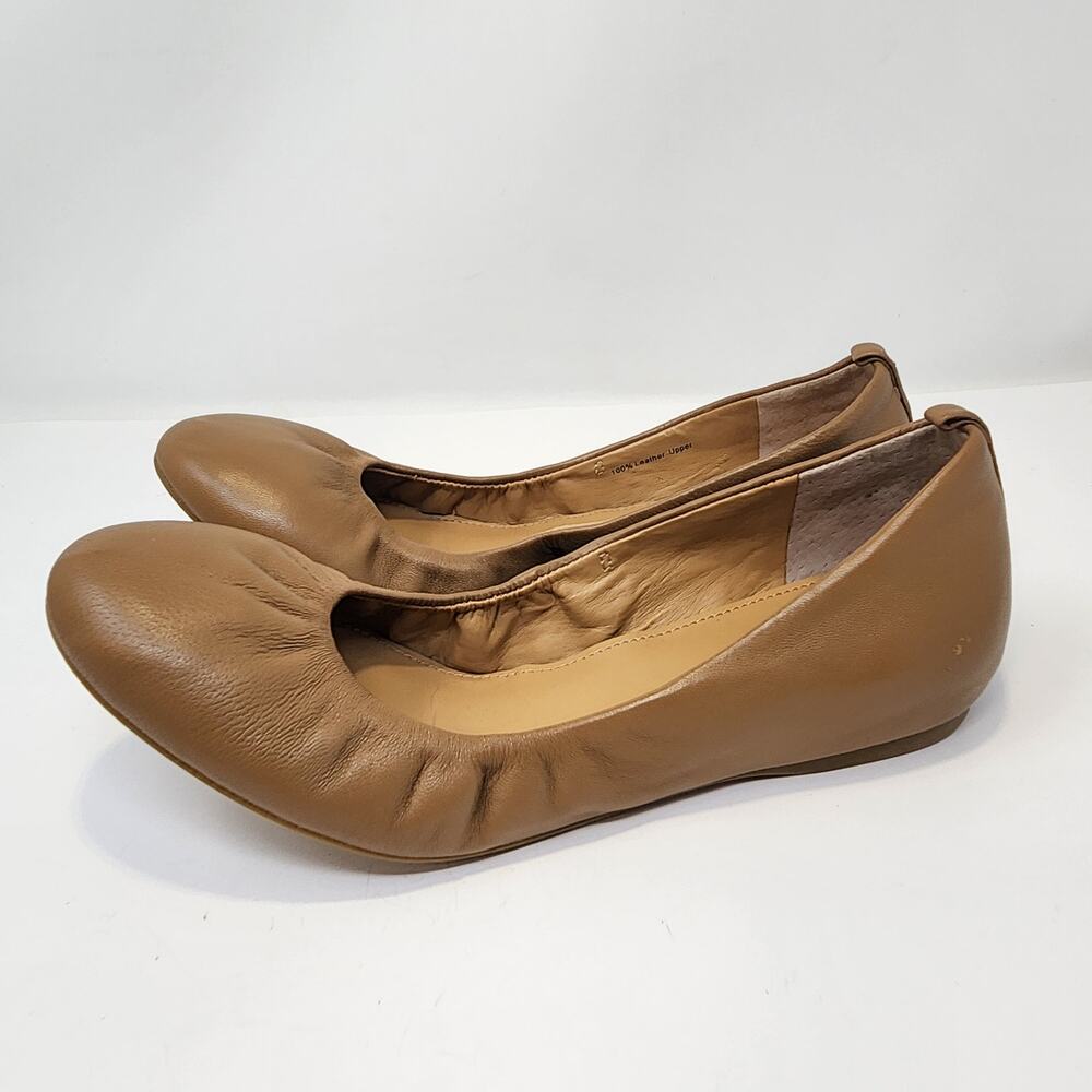 J Crew Women Anya Tan Leather Ballet Flats Size 9 Slip On Shoes Classic Neutral - Picture 4 of 9